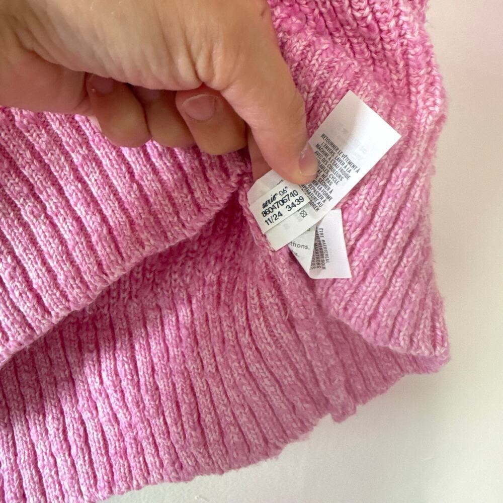 Aerie Hits The Spot Mock Neck Sweater Pink Oversized Chunky Knit Size XS - Picture 7 of 7